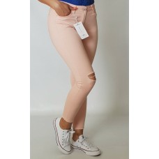 Superīgas skinny ,elastīgas džinsu bikses līdz potītei ,ceļgala daļā ieplēsums ,izmērs XS-34 (maigi rozā pūderis)