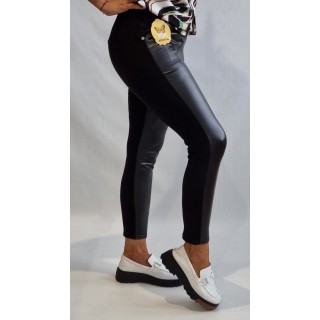 Firmas LINDA : SILTINĀTAS eko āda + audums leging/bikses ,izmērs XL/42 ( melnas)