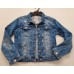 Ražotāja B.S. Jeans : Elastīga - džinsu auduma jaka ,klasiska stila modelis  ,izmērs L/40 ( zila ar balinājuma efektu + izdilumi)