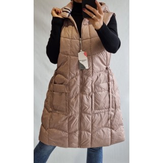 Firmas LUX : Izmērs 4XL - 48 Kolosāla♥ ļoti viegla -stepēta veste ar kapuci( gaiši brūna)