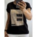 Turku ražotāja THE WESS: Elastīgs kokvilnas trikotāžas krekliņš ,īsām piedurknēm ( reglāns ) , izmērs universāls XL - 42 (melns)