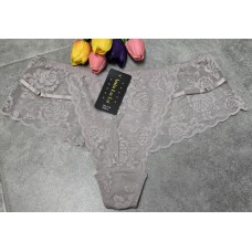 ANIA Lu Lo : 90% neilons 10% elastans : izmērs XXL - 44 STRING/BIKSĪTES - mežģīnes (pasteļa toņa violetas)