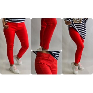 B.S Jeans : Elastīga kokvilnas auduma bikses ( skinny) ,izmērs XL - 42 ( koši sarkanas)