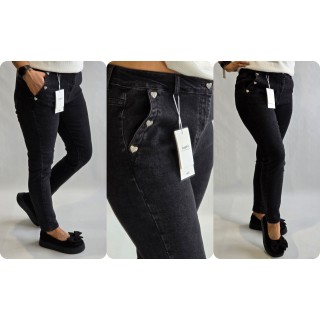 G- Smack : SUPER ♥ Elastīga džinsu auduma bikses ( nav plānas) ( slim) ,izmērs 7XL - 54 ( melnas)