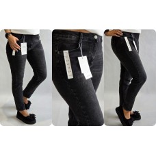 G- Smack : SUPER ♥ Elastīga džinsu auduma bikses ( nav plānas) ( slim) ,izmērs 7XL - 54 ( melnas ar balinājuma efektu)