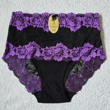 DORIMODES : Izmērs 4XL/48 (melna ar violetiem ✿⁠❀˖°) Grezna sieviešu apakšveļa ar tilla/mežģīņu ziedu motīvu 