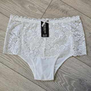 DORIMODES : Izmērs XL/42 (krēma balta ✿⁠) Sieviešu apakšveļa ar tilla/mežģīņu ziedu motīvu 