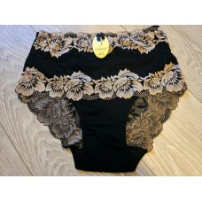 DORIMODES : Izmērs 4XL/48 (melna ar zeltu ✿⁠❀˖°) Grezna sieviešu apakšveļa ar tilla/mežģīņu ziedu motīvu 