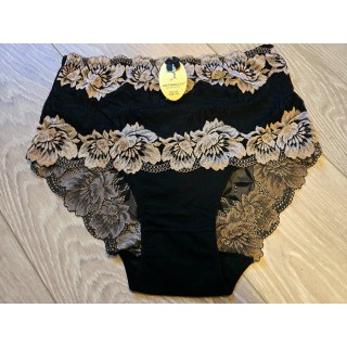 DORIMODES : Izmērs 4XL/48 (melna ar zeltu ✿⁠❀˖°) Grezna sieviešu apakšveļa ar tilla/mežģīņu ziedu motīvu 