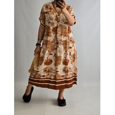 Itāļu ražotāja New Collection : Viskozes auduma kleita  ,izmērs universāls 48-50 ( ar rudu)