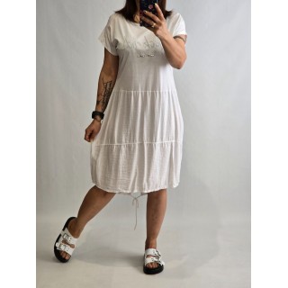 Itāļu  New Collection : Vasaras kleitiņa kokvilna + viskoze  ,izmērs XL - 42 ( sniega balta)