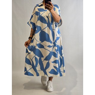 Ellen Rose : 100% Viskozes auduma kleita ,taisna piegriezuma ,izmērs 7XL - 54 (gaiši zils ar piena baltu)