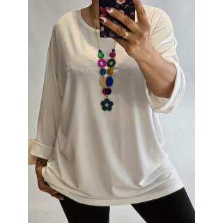 Itāļu firmas New Collection : Elastīga auduma bluzons izmērs universāls 48-50-52-54 (piena balts)