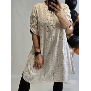 Itāļu ražotāja New Collection : 100% kokvilnas auduma krekls/tunika  ,izmērs universāls 44-46-48 (bēša)
