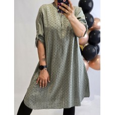 Itāļu ražotāja New Collection : 100% kokvilnas auduma krekls/tunika ,izmērs universāls 44-46-48 (haki)