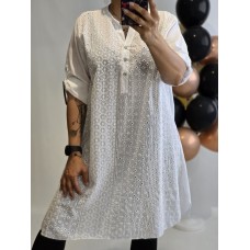 Itāļu ražotāja New Collection : 100% kokvilnas auduma krekls/tunika  ,izmērs universāls 44-46-48 ( balts)