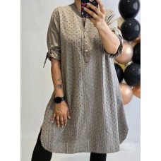 Itāļu ražotāja New Collection : 100% kokvilnas auduma krekls/tunika ,izmērs universāls 44-46-48 ( taup)