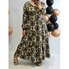 L&D : Viegla viskozes auduma garā kleita ,dekoltē sasienama  ,izmērs 44-46 ( ar melnu)