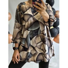 Poļu ražotāja KLAUDIA : Elastīga gluda auduma - trikotāžas blūze,izmērs 7XL - 54 ( brūni,melni ,bēši ,zaļgani pasteļtoņi - mix)