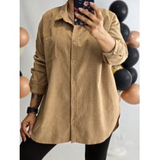 Smalka velveta auduma krekls  ,izmērs 7XL - 54 (smilšu brūns)
