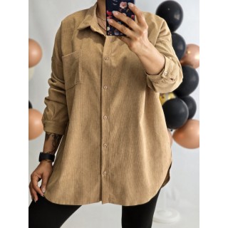Smalka velveta auduma krekls  ,izmērs 7XL - 54 (smilšu brūns)