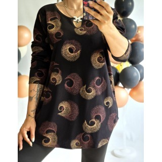 Poļu ražotāja KLAUDIA elastīga trikotāžas auduma tunika ,izmērs 4XL - 48 ( melns fons)