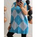 Itāļu New Collection : Adīta Veste ,V veida dekoltē ,bez piedurknes ,izmērs universāls 48-50-52-54 (tirkīza zila ar gaiši zilu)