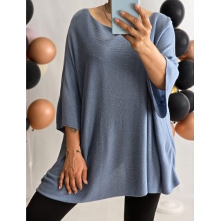 Itāļu ražotāja New Collection : Smalka adījuma džemperis ,izmērs universāls 46-48-50-52-54 (zila dūmaka)