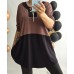 Turku ražotāja OVER-CHIC : Elastīga viskozes trikotāžas tunika ,izmērs universāls 52-54-56 (kakao ar melnu)