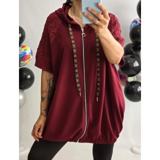 New Collection : Stilīga un ērta brīva griezuma jaka ar kapuci ,,sānos slēpta veida kabatas ,izmērs universāls 48-50-52 (bordo)