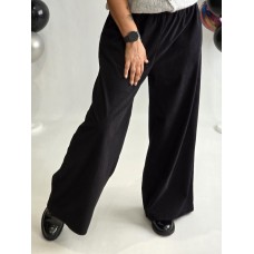 VcH Elastīgā velveta auduma platā griezuma  bikses (Wide-leg) ,izmērs universāls 48-50-52 ( melnas) 