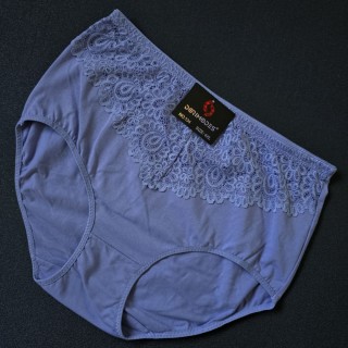 DORIMODES : Izmērs 4XL - 48 Komfortablas  sieviešu biksītes ar augsto jostasvietu un krāšņu mežģīņu apdari (zilgan/violetas)