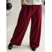 VcH Elastīgā velveta auduma platā griezuma bikses (Wide-leg) ,izmērs universāls 48-50-52 (bordo) 