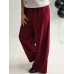 VcH Elastīgā velveta auduma platā griezuma bikses (Wide-leg) ,izmērs universāls 48-50-52 (bordo) 