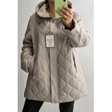 RUDENS/PAVASARIS Virsjaka ar kapuci ( nevar noņemt) ,izmērs 5XL - 50 ( pasteļa toņa siltais pelēkais tonis)